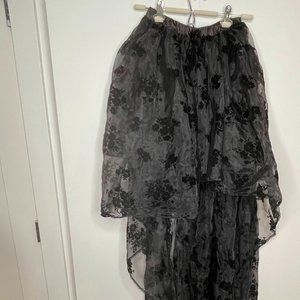 Women’s Black Lace costume train skirt Size M Measumernts- across at wai…